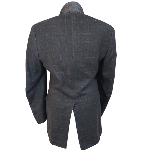 TOMMY HILFIGER mens sport coat DARK GRAY+ RUST Window pane PLAID CLASSIC FIT 40L - Picture 3 of 11